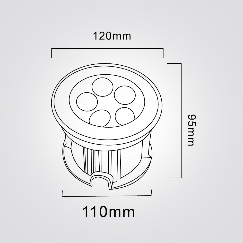 שקוע רצפה לד עגול 5W| 12V| IP65