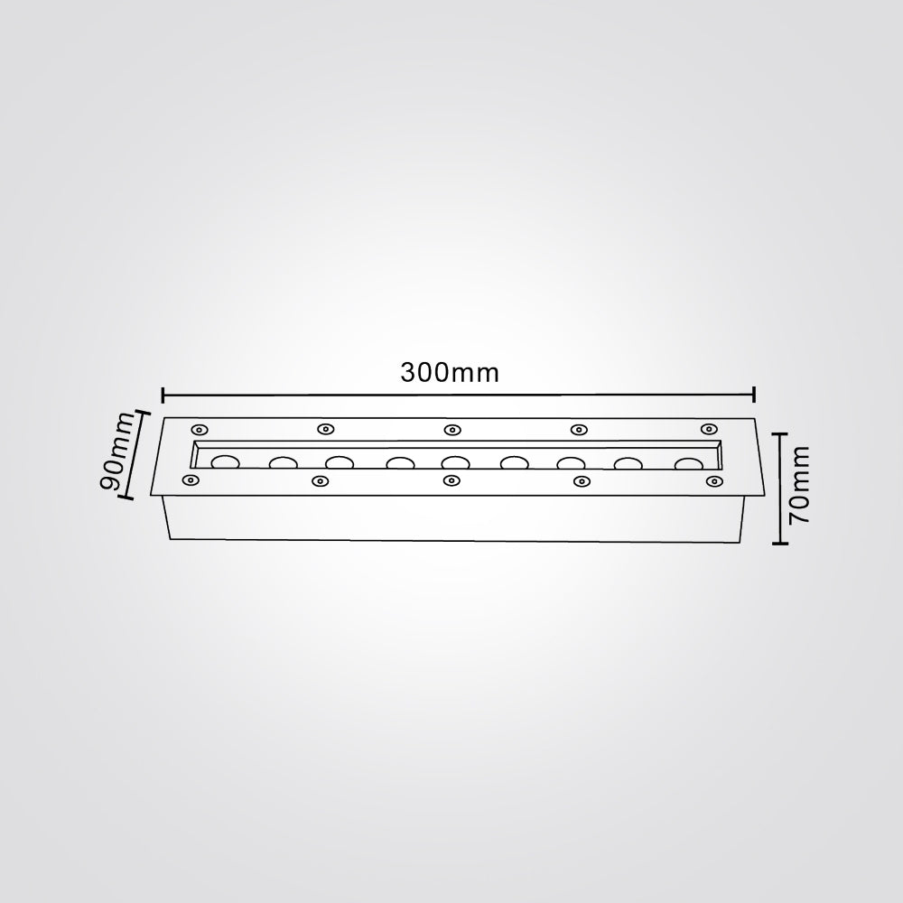 תאורה לינארית שקועה לרצפה | ‎3000K | ‎IP67 | DC24V | ‎9W