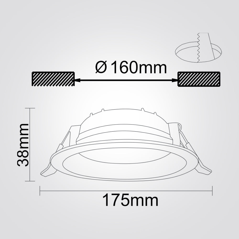שקוע תקרה LED עגול | CCT | IP44 | שחור / לבן | 7W / 15W / 20W