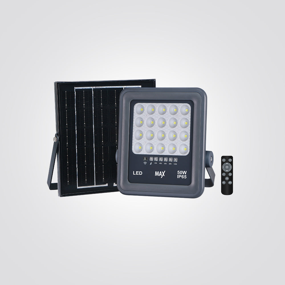 פרוז'קטור  פנס הצפה סולארי שחור + שלט 50W | IP65 |  6500K