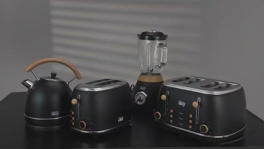 בלנדר חשמלי  זכוכית שחור+ עץ 500W
