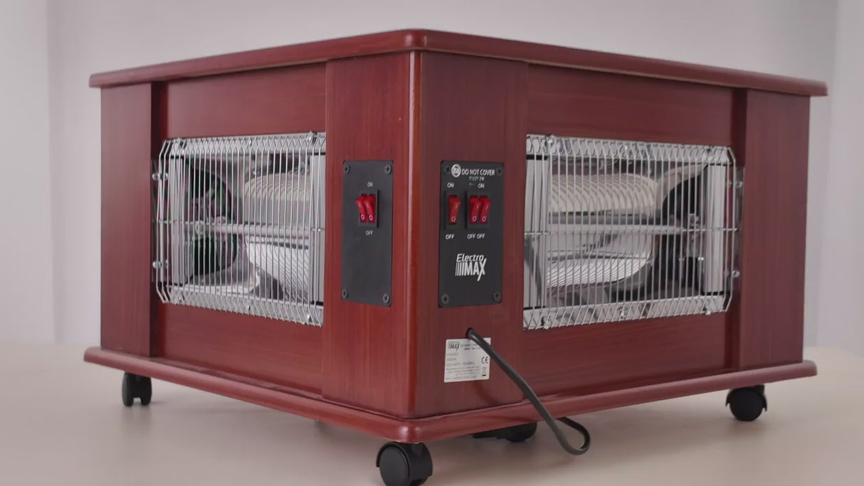 תנור חימום קוורץ בעיצוב עץ – 2400W עם 5 גופי חימום