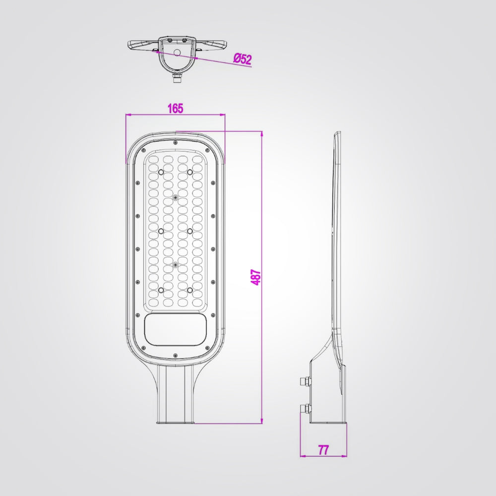 פנס רחוב אפור לעמוד100W|200W| 6500K|IP65